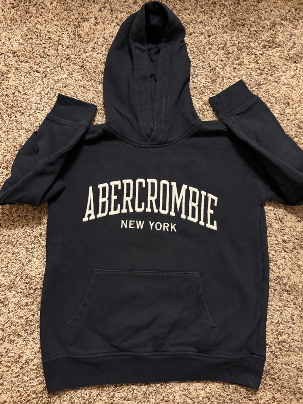 Abercrombie Kids Hoodie 11/12 Navy Logo Sweatshirt | Classic Pullover